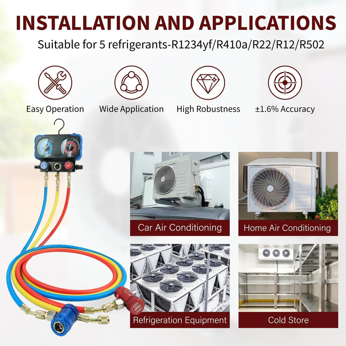 CALPOSE in-use on a car AC system during service, benefits professional diagnostic workflow