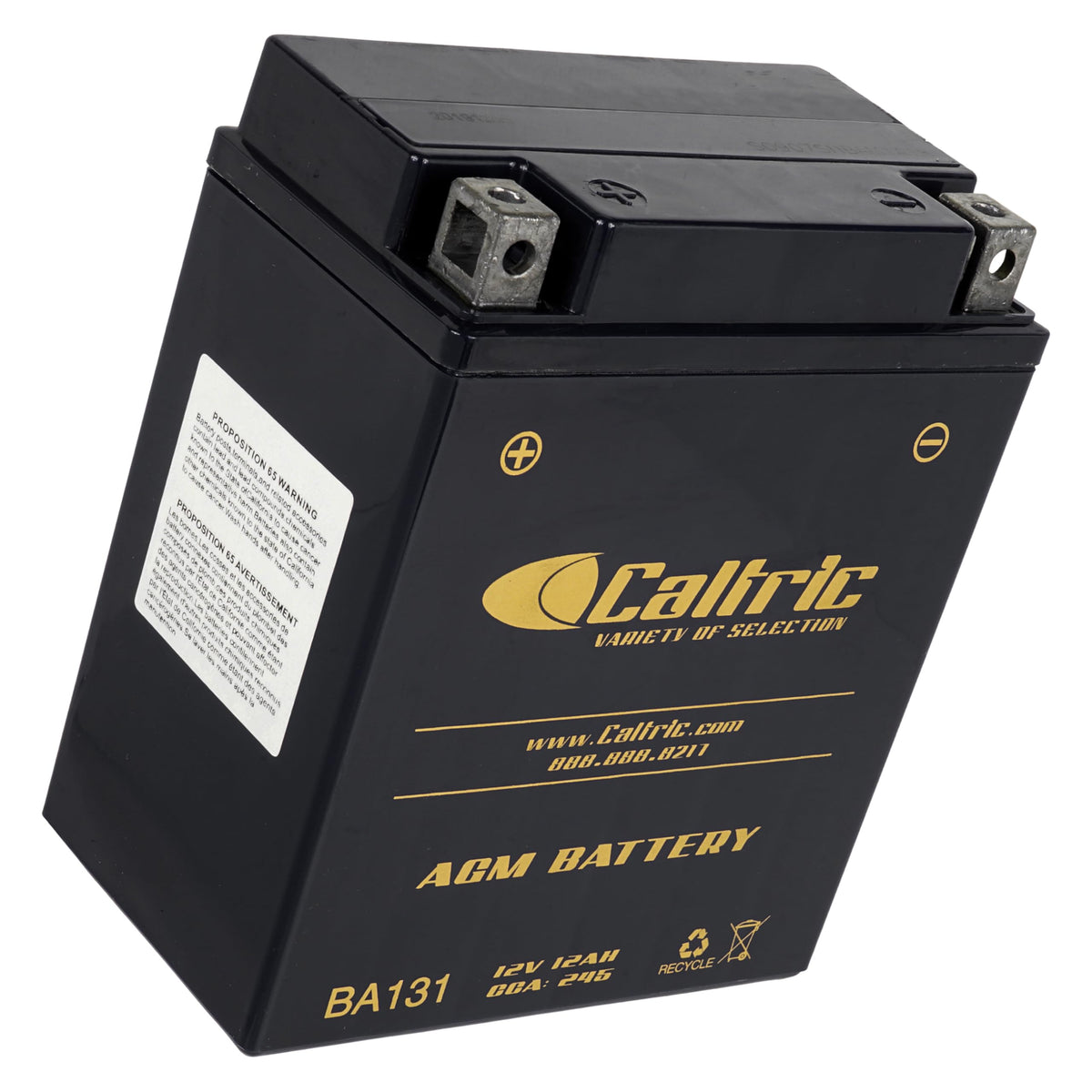 Caltric battery label showing specs for quick compatibility confirmation