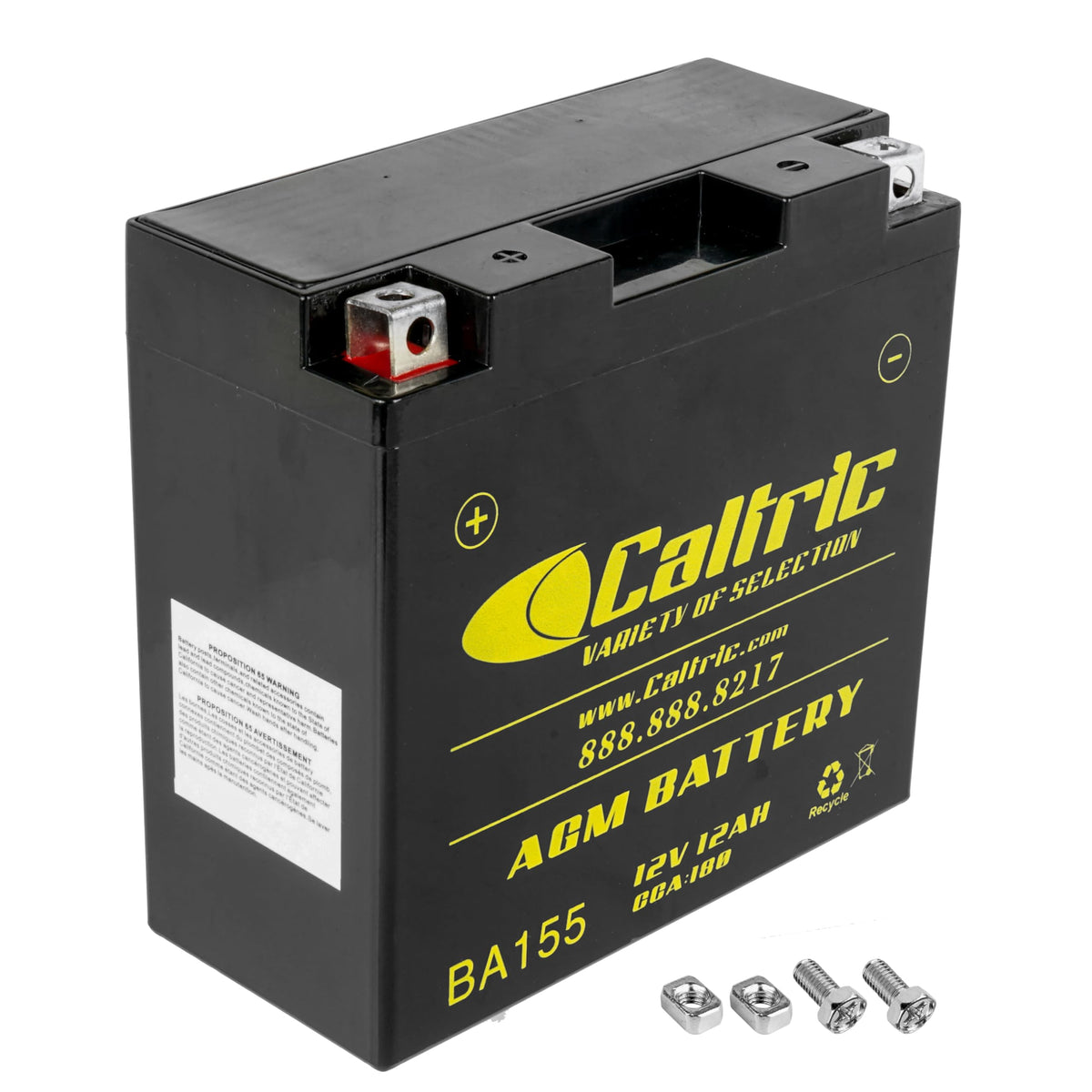 Caltric front view showing battery fit and reliable starting for Yamaha V-Star