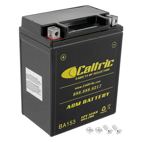 Caltric front view showing sealed AGM housing and clear model label for correct fit