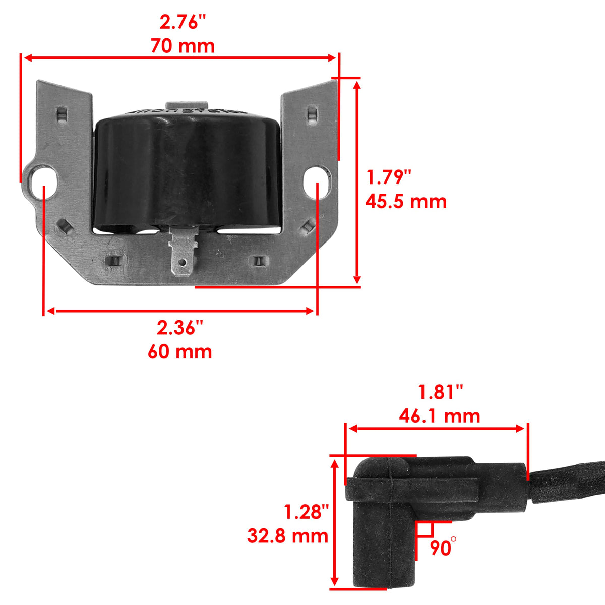Caltric ignition coil electrical connector detail for direct OEM plug-in