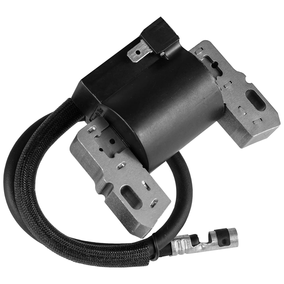 Caltric ignition coil front view showing mounting points and durable housing for reliable replacement