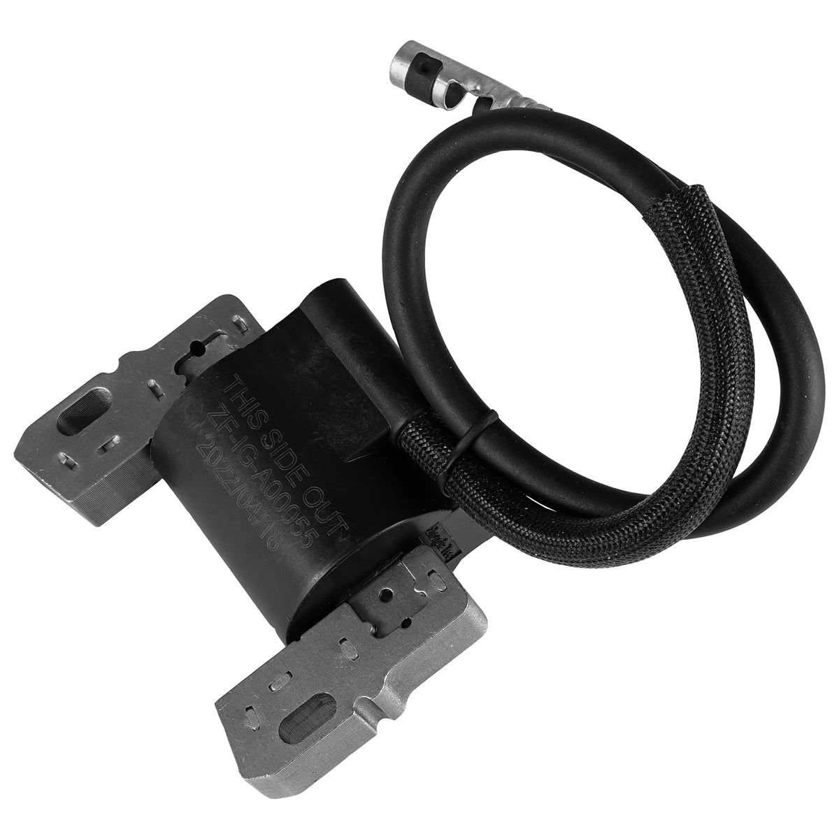 Caltric ignition coil mounting bracket closeup highlighting bolt holes and secure attachment benefit