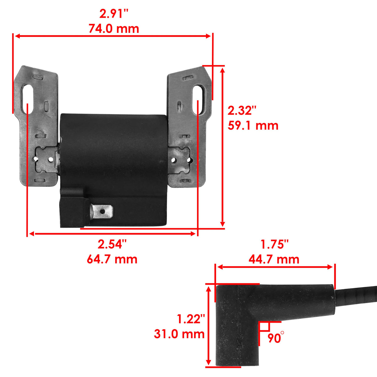 Caltric ignition coil mounting holes detail for correct bolt alignment benefit