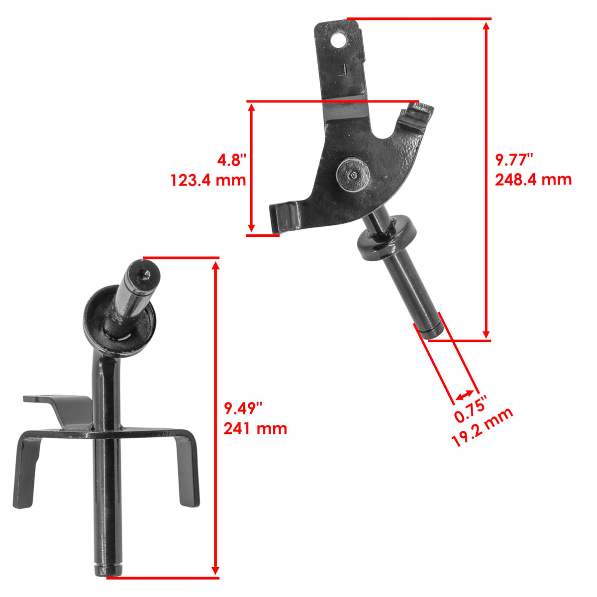 Caltric spindle pair beside ruler showing scale and matching dimensions