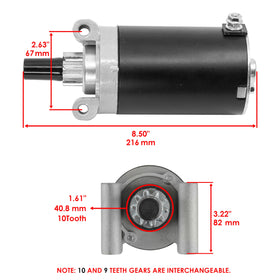 Caltric starter drive gear closeup showing 9-tooth engagement for reliable starting