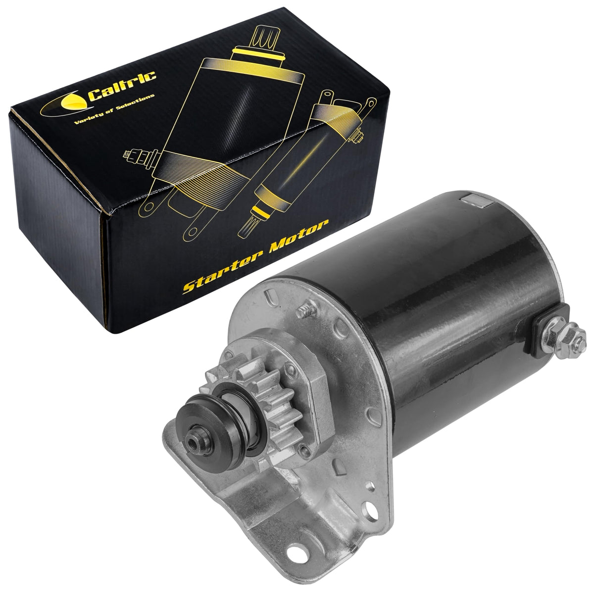 Caltric starter front view showing housing and drive gear for precise fit
