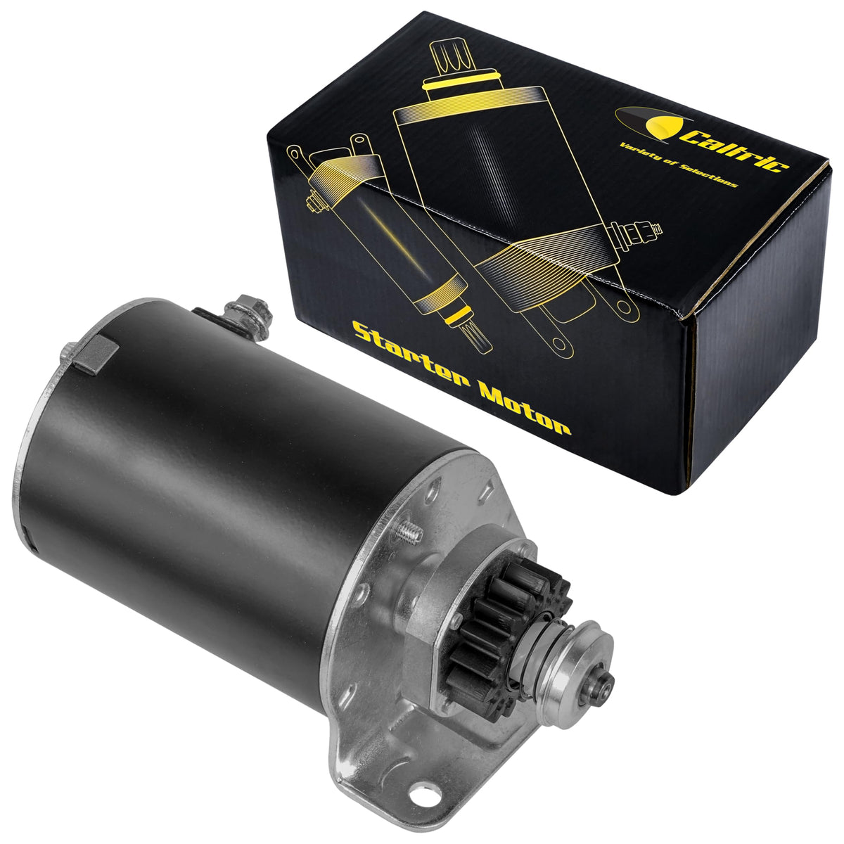 Caltric starter front view showing compact housing and mounting points for reliable replacement