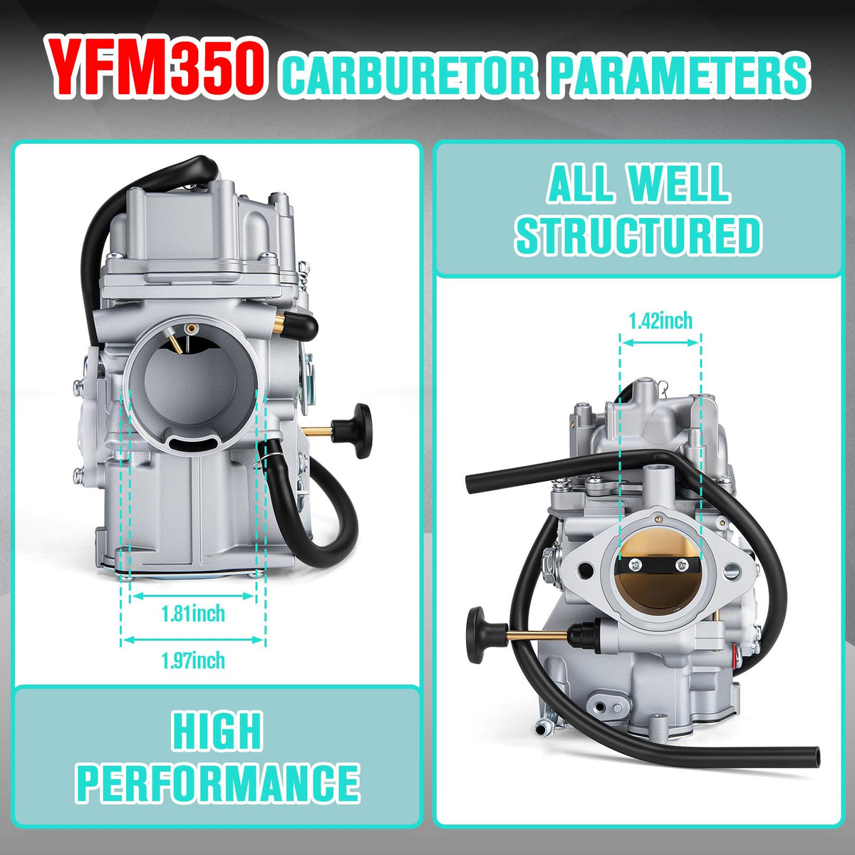 CALU LUKY carburetor installed on ATV illustrating improved throttle response on rides