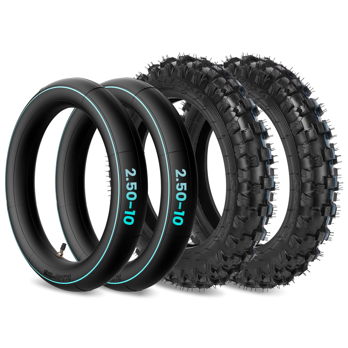 CALU LUKY front packaging showing two tires and tubes, ready to install for reliable trail use
