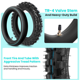 CALU LUKY tires on a dirt bike in trail setting, highlighting better control and rider confidence