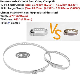 CALU LUKY clamps next to ruler showing size ranges for correct selection