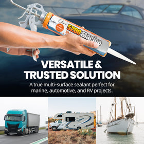 Calvana bonding to a fiberglass hull illustrating waterproof seal and durable protection benefit
