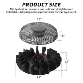 Calvana flywheel fan side profile highlighting blade angle for improved airflow benefit engine cooling