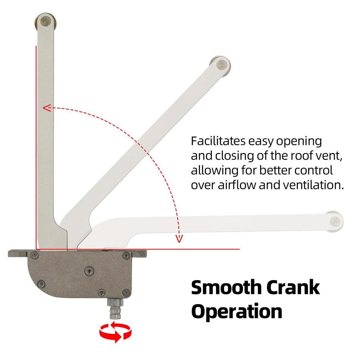 Calvana operator installed on RV roof vent showing secure fit and improved ventilation control
