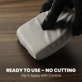 Calvana product label detailing compatibility with oil and water based finishes for versatility