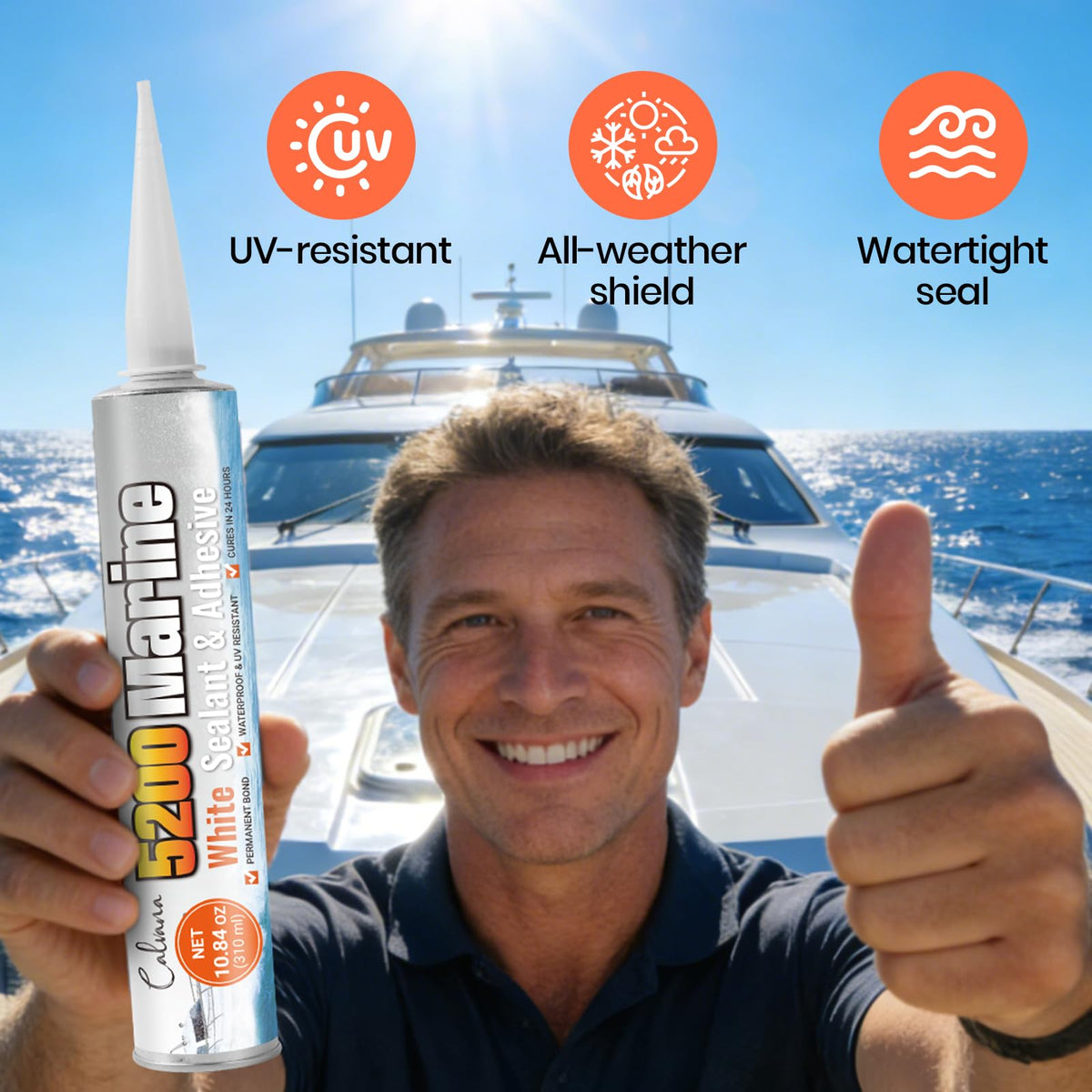 Calvana sealant texture detail showing smooth, tack-free surface and UV-resistant finish benefit