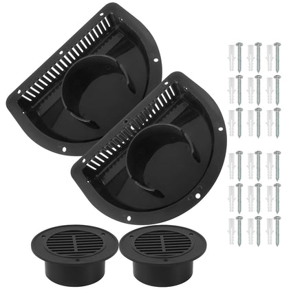 Calvana vent front faceplate showing clean black finish and weather protection benefit