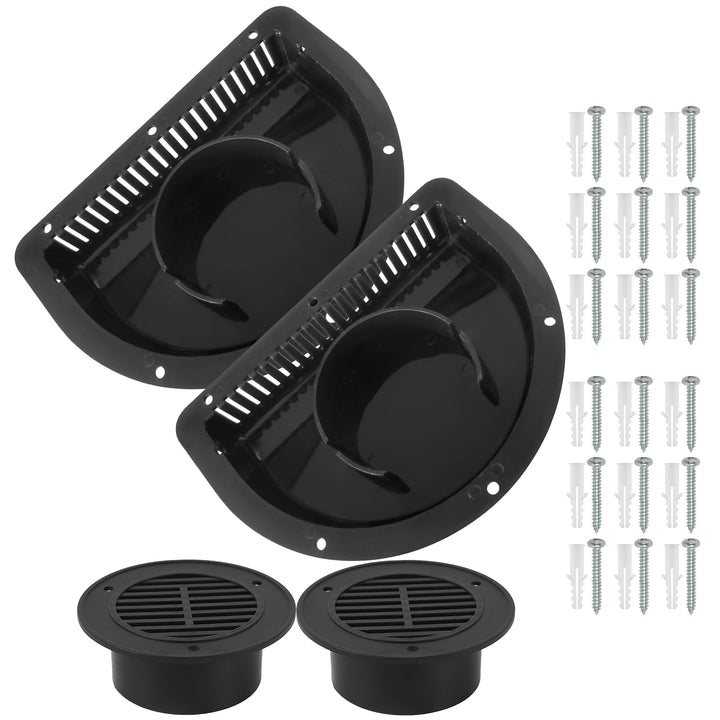 Calvana vent front faceplate showing clean black finish and weather protection benefit