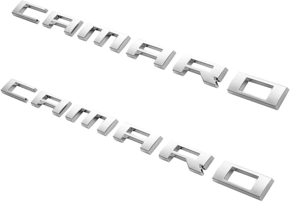 Generic Camaro front view emblem showing polished chrome finish and improved style