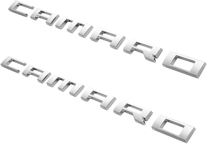 Generic Camaro front view emblem showing polished chrome finish and improved style