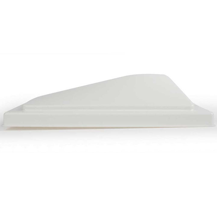 Camco replacement vent lid front view showing clean white finish and mounting points for easy swap