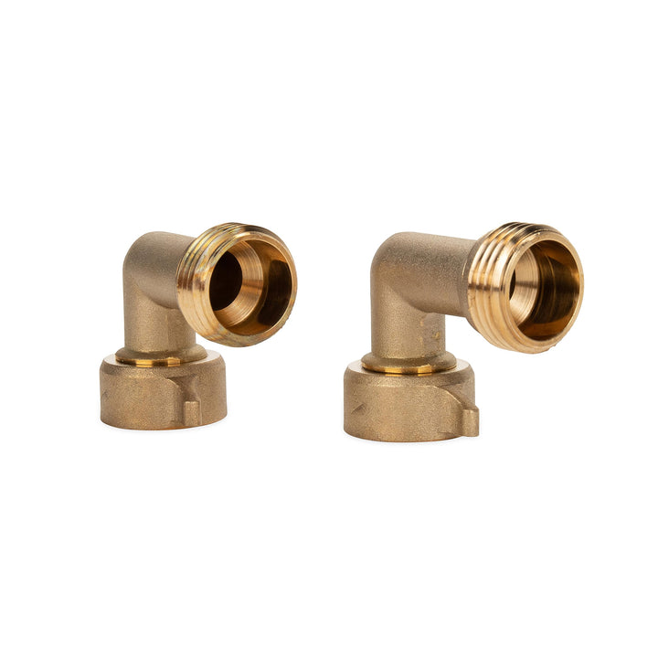 Camco brass elbow front view showing solid construction and durability
