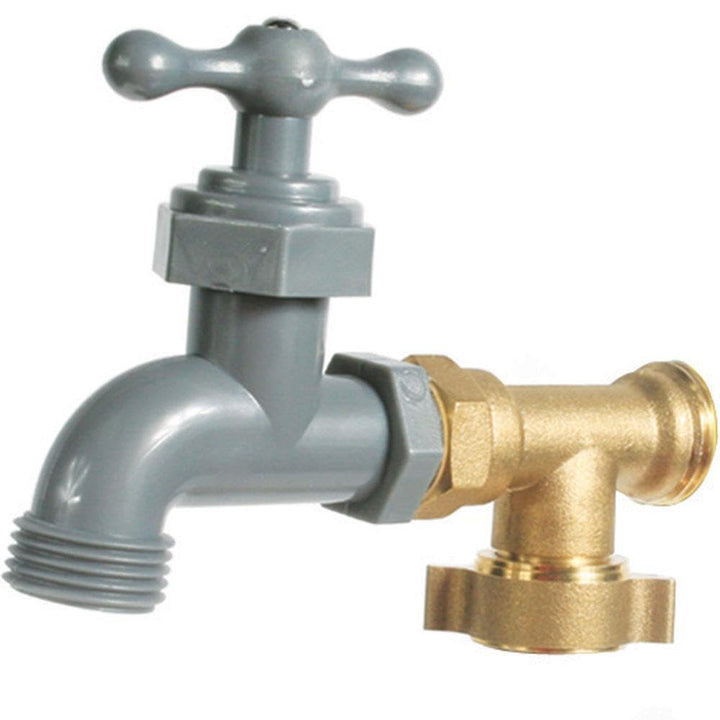 Camco 90 Degree Water Faucet front view showing compact low-lead spigot for easy access