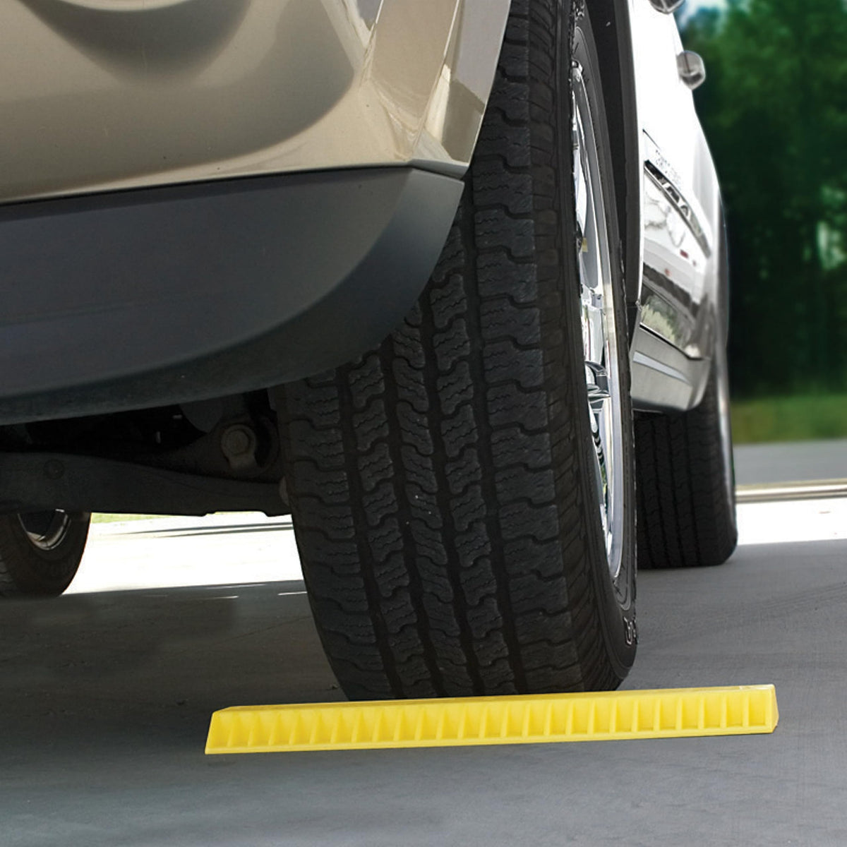 Camco AccuPark installed in garage demonstrating consistent vehicle stopping