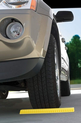 Camco AccuPark installed in garage with SUV demonstrating clear stopping point benefit