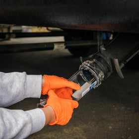 Camco adapter in campsite setup showing convenient, clean rinsing