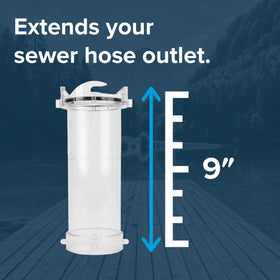 Camco adapter attached to sewer hose illustrating secure connection