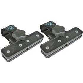 Camco front view of clamp showing shape and non-marring grippers protecting fabric