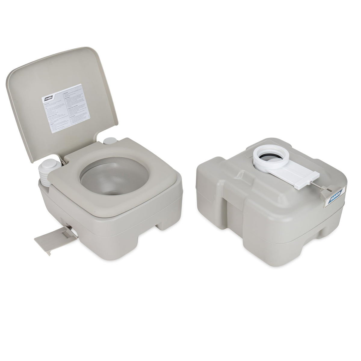 Camco bellows-style flush mechanism detail ensuring effective bowl rinse