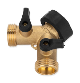 Camco valve close-up of easy-grip handles enabling quick, slip-resistant control