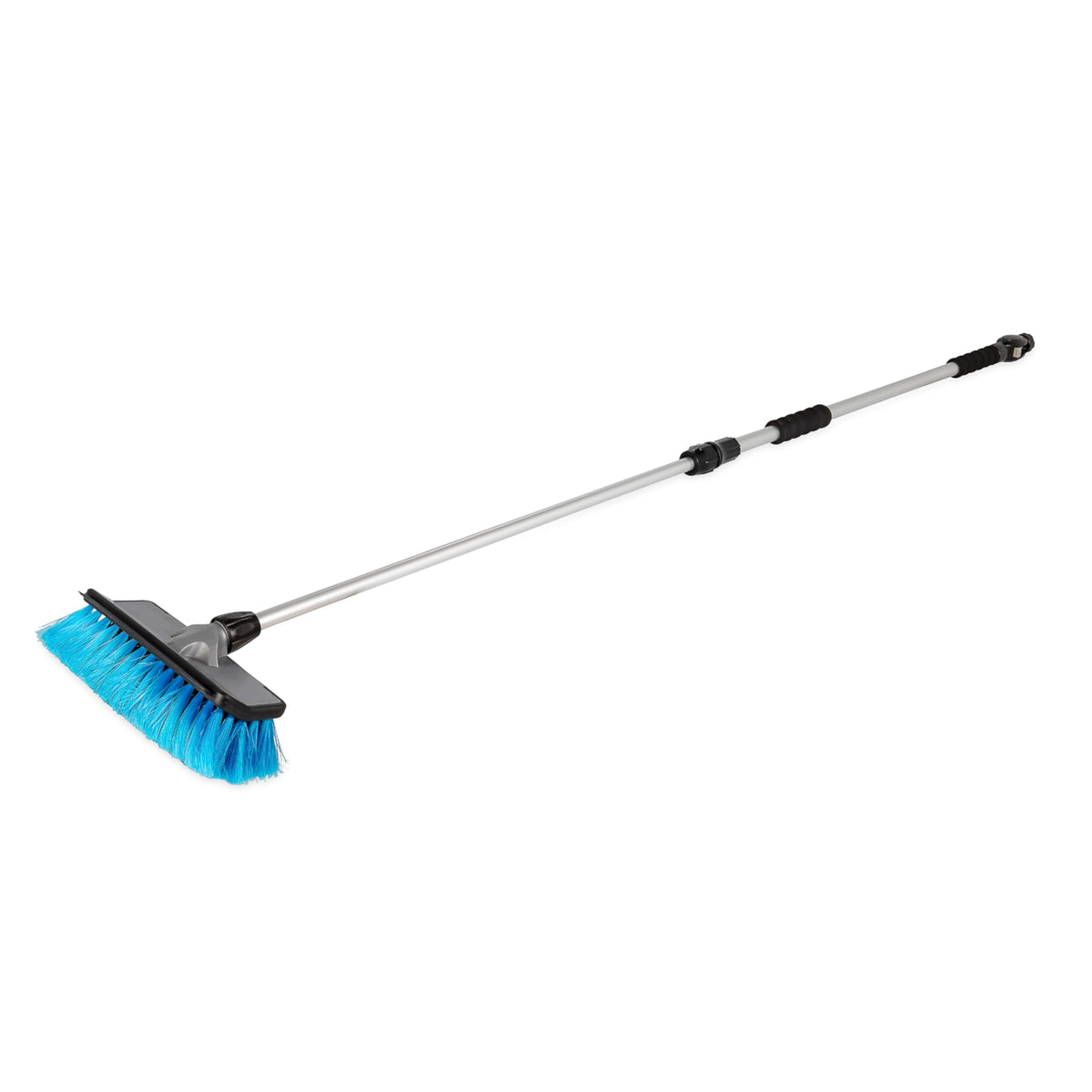 Camco built-in squeegee in action producing streak-free windows and mirrors