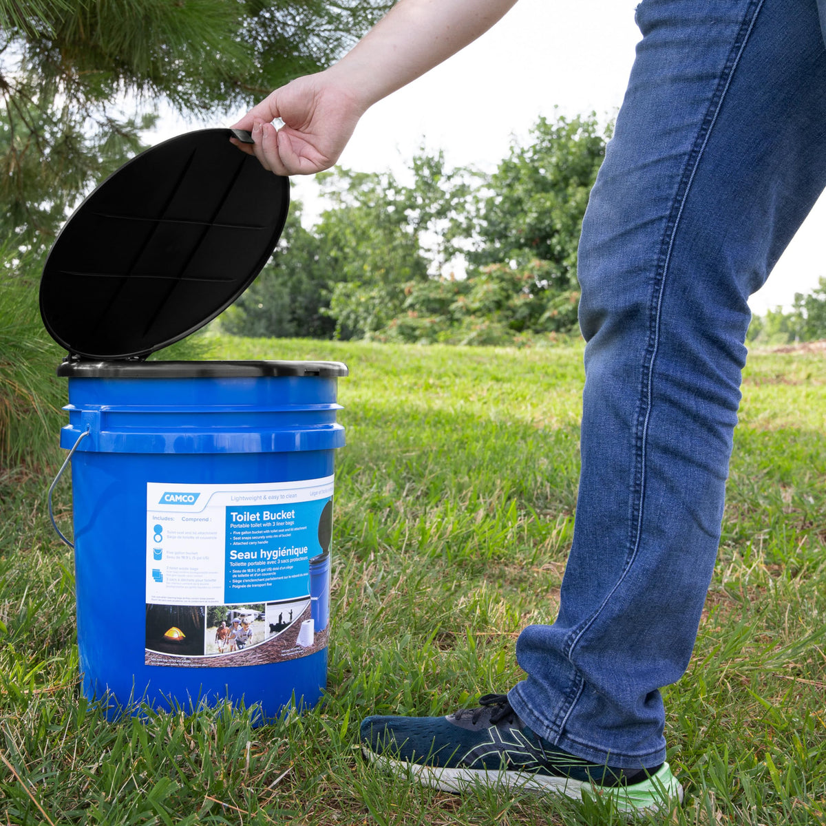 Camco in campsite setting showing practical outdoor comfort and privacy