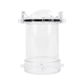 Camco clear sewer hose extender front view showing secure bayonet fit benefit