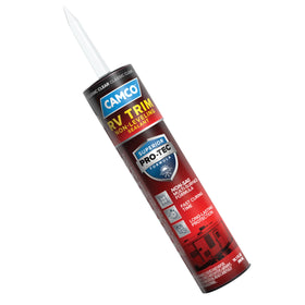 Camco clear trim tube front view showing label and application benefit