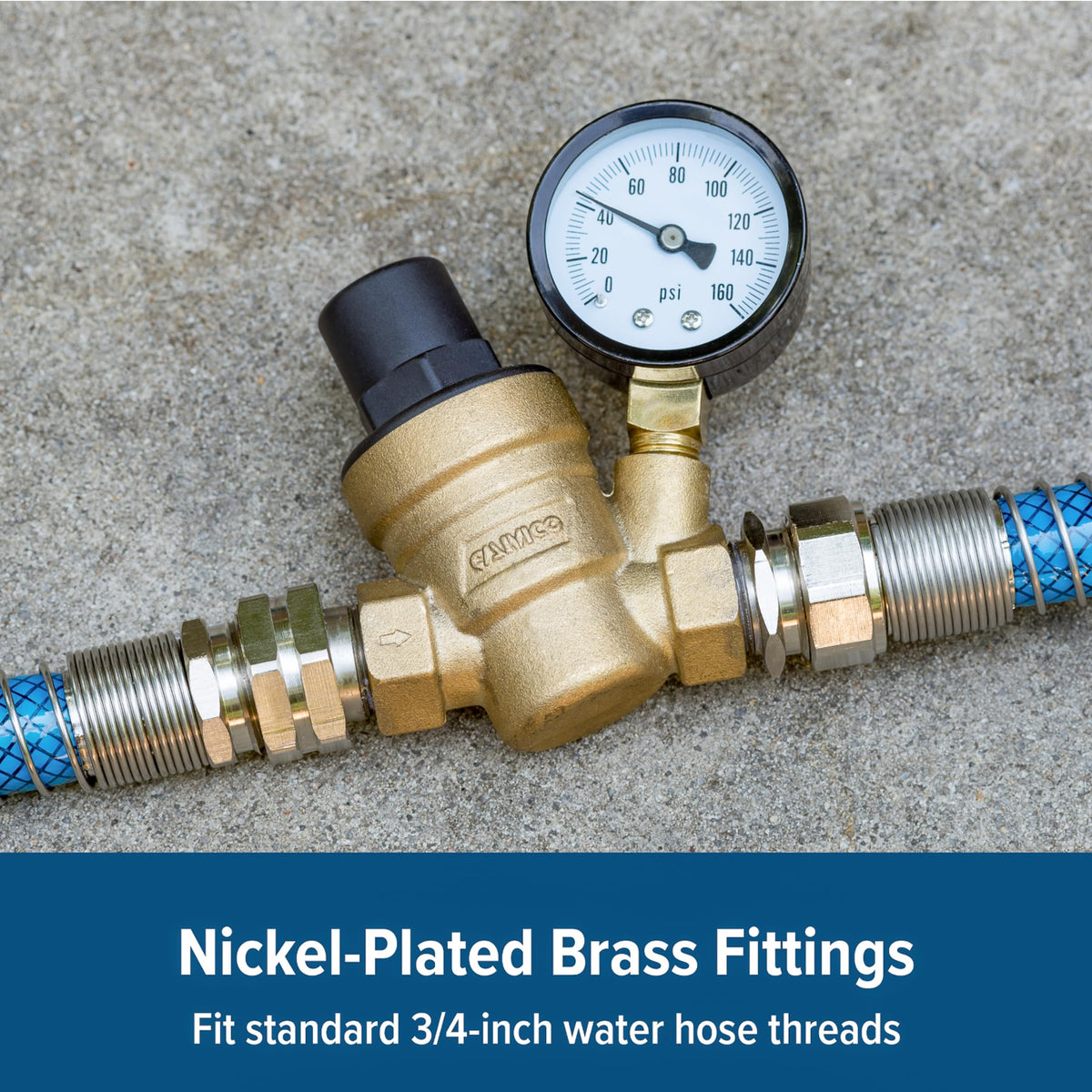 Camco close-up low-lead marking proving safe potable water benefit