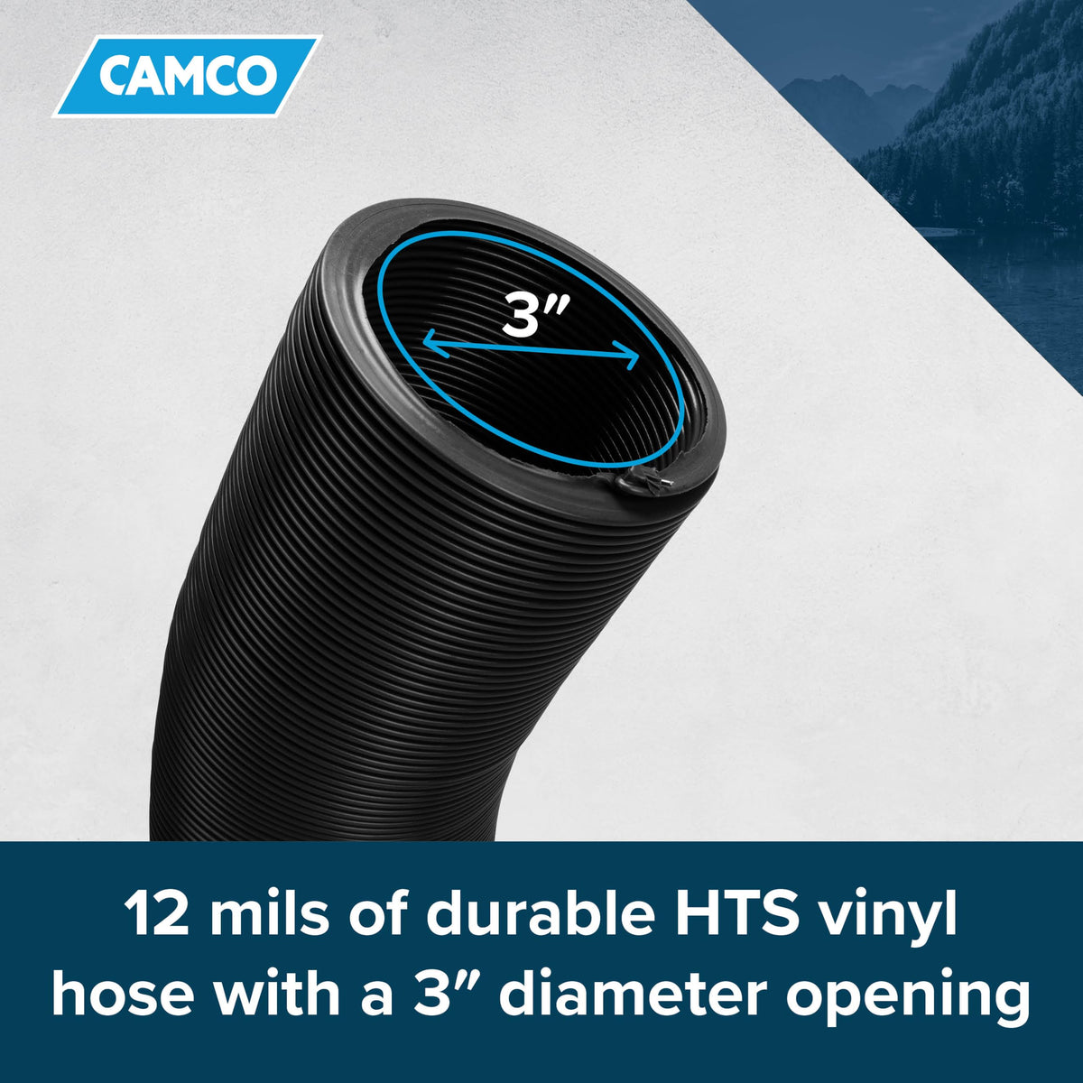 Camco hose collapsed to 27.5 inches for easy storage and transport