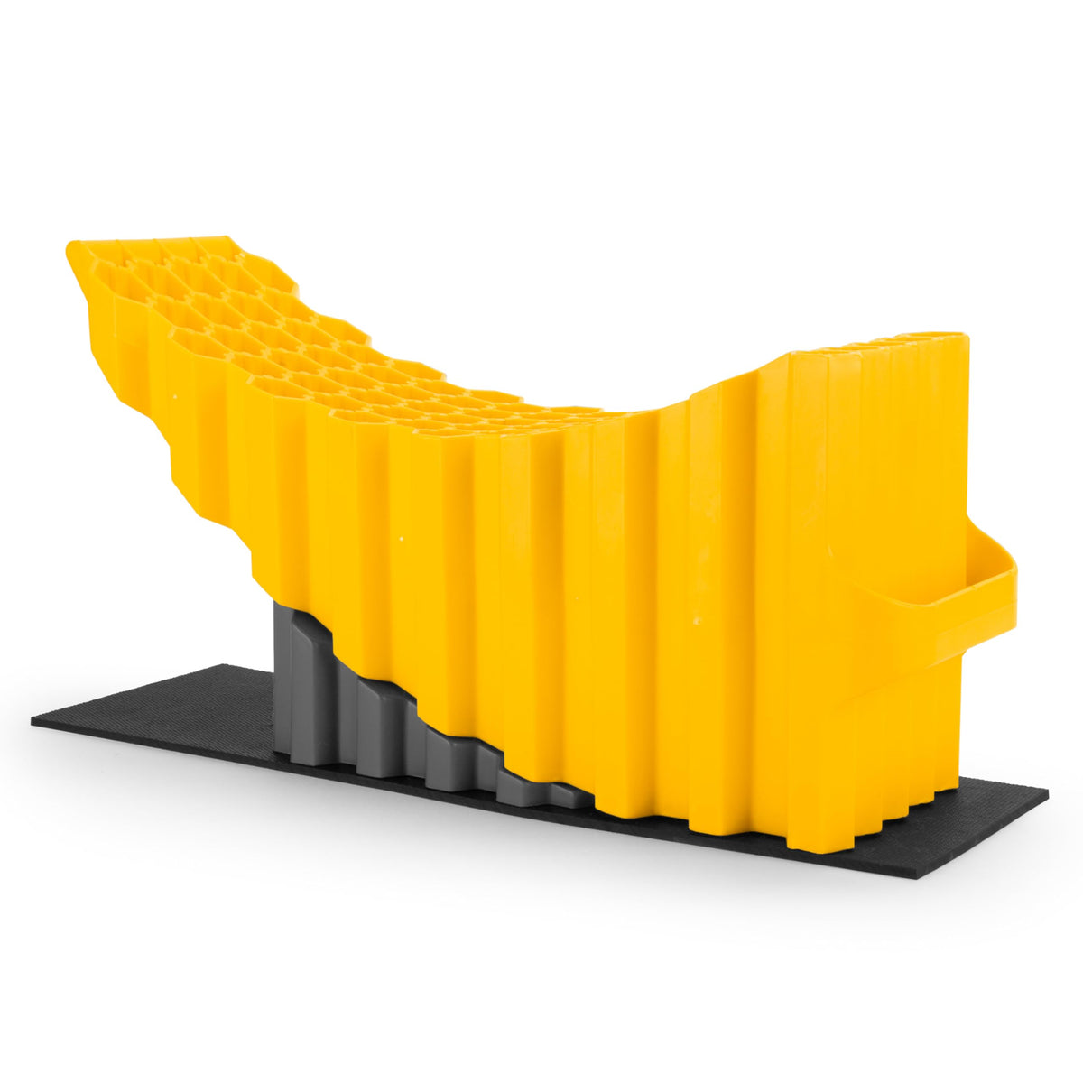 Camco curved trailer-aid front view showing ramp and stability benefit