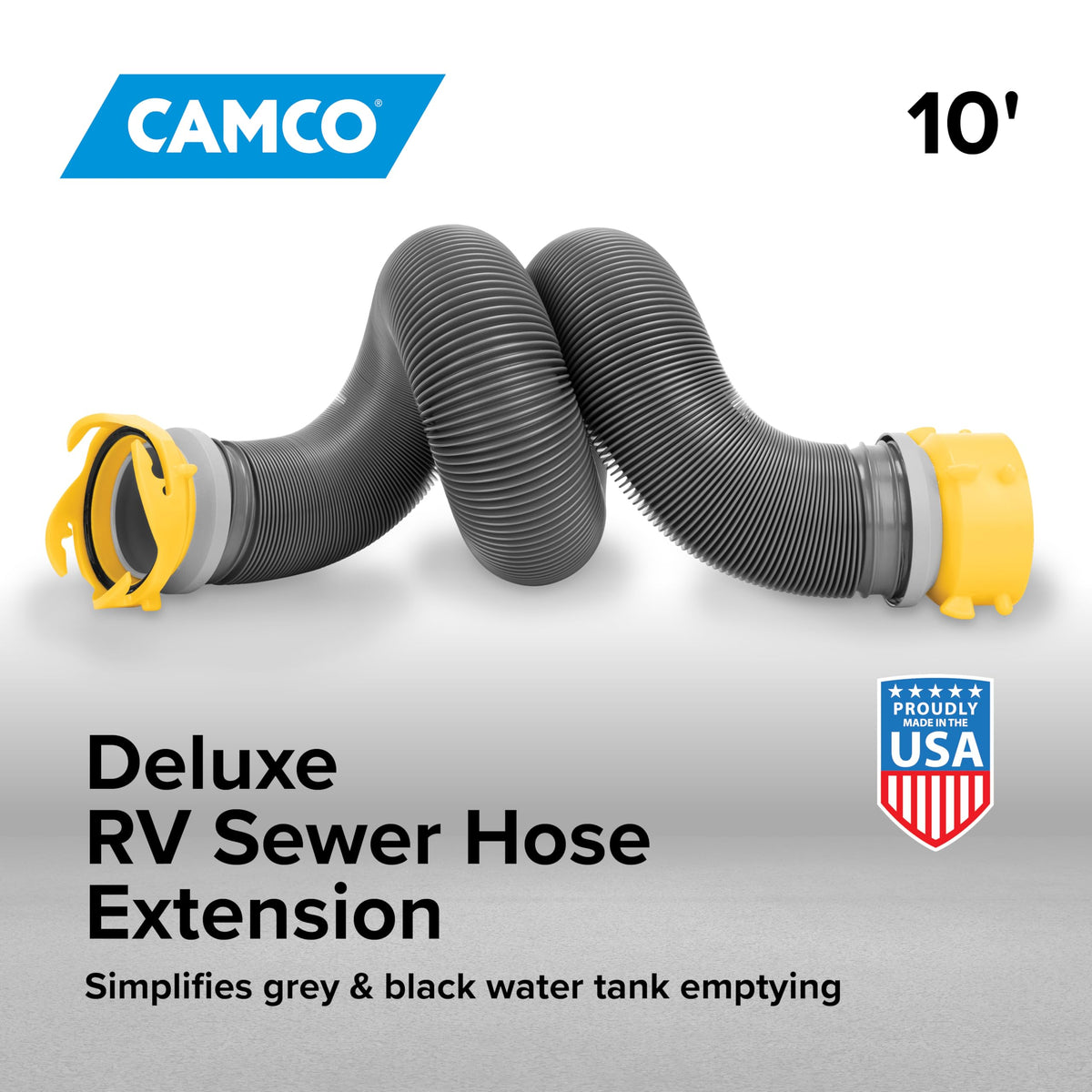 Camco close-up of swivel fittings improving secure leak-resistant connections