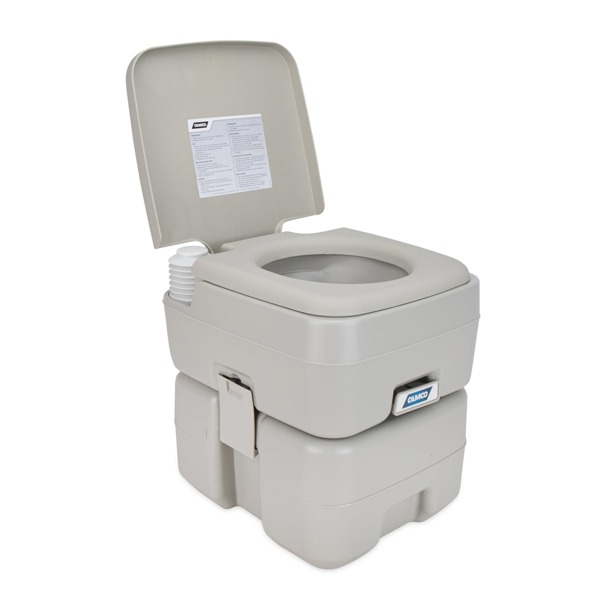 Camco detachable lower tank removed for easy emptying and odor control