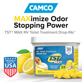 Camco Drop-IN pod close-up texture showing concentrated formula