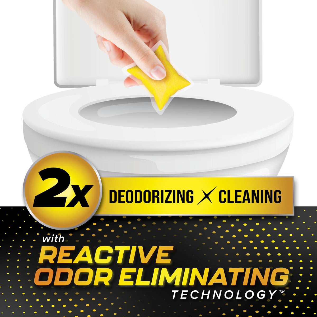 Camco Drop-IN placed in RV toilet bowl demonstrating easy use
