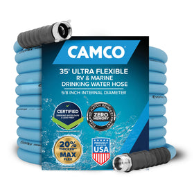 Camco EVOFlex front packaging showing hose and benefits