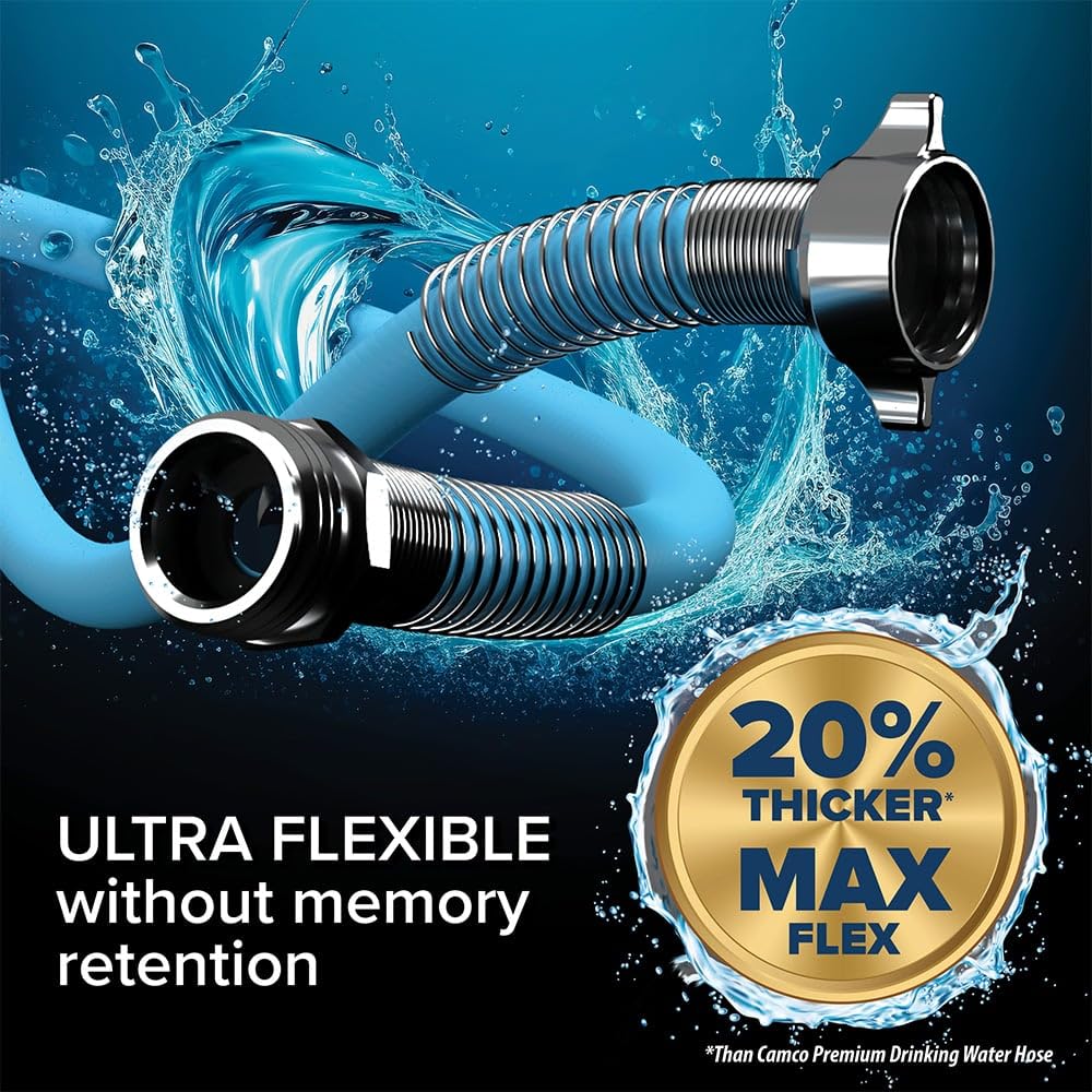 Camco EVOFlex hose texture close-up showing diamond reinforcement for kink resistance