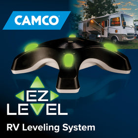 Camco close-up of illuminated LEDs showing level status instantly