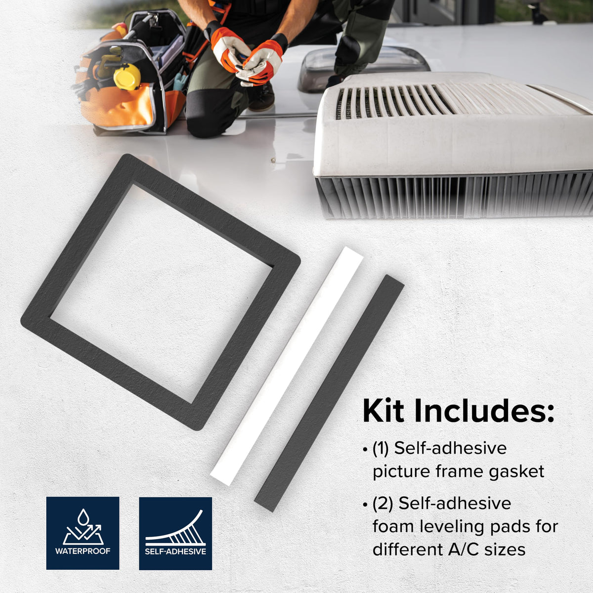 Camco foam leveling pads side-by-side showing thickness options for fit